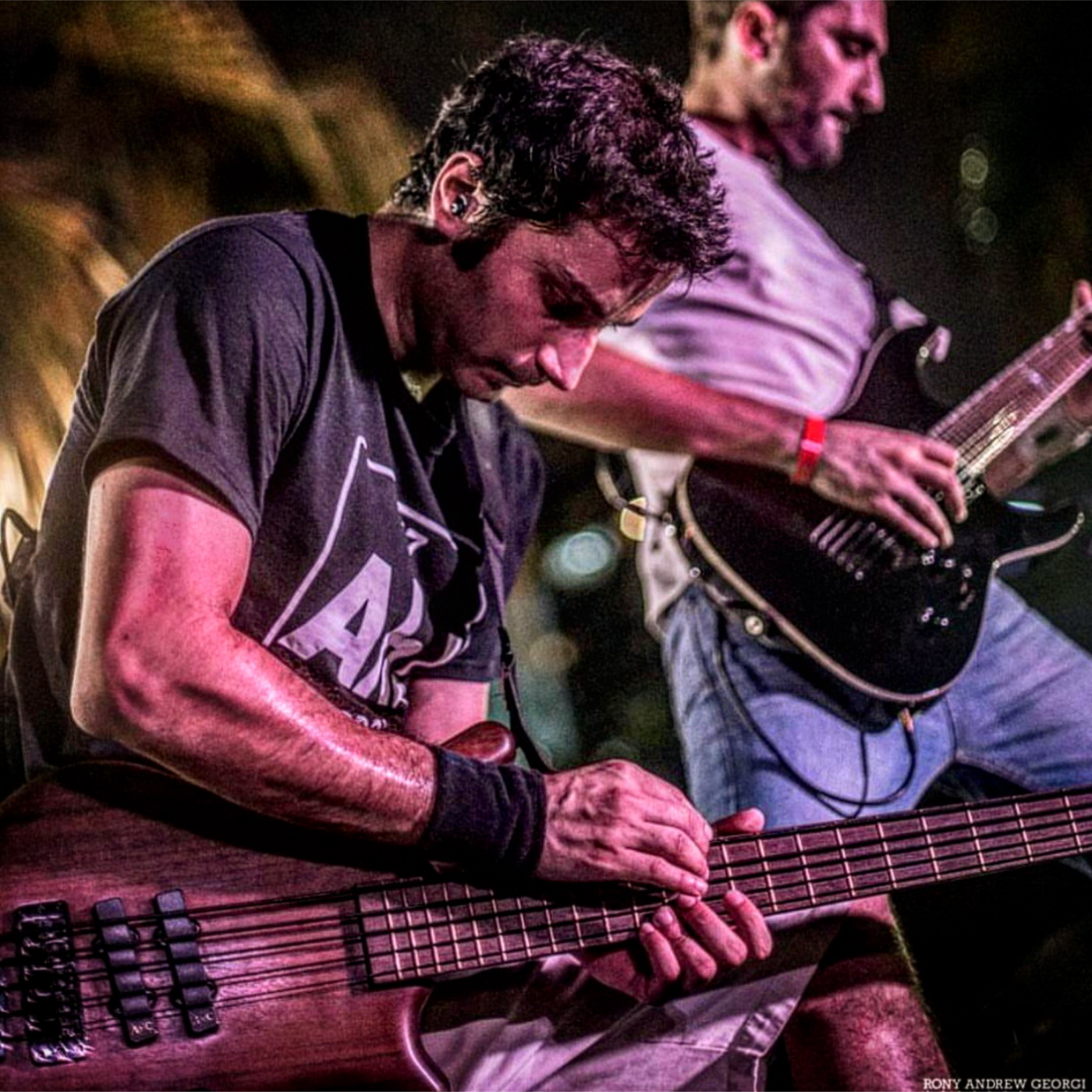 Roy Naufal playing bass live